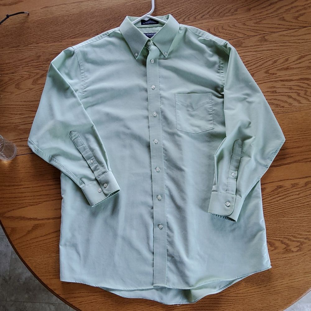 M72 Stafford Essentials Mint Green Oxford Dress Shirt Chest Pocket Long Sleeves